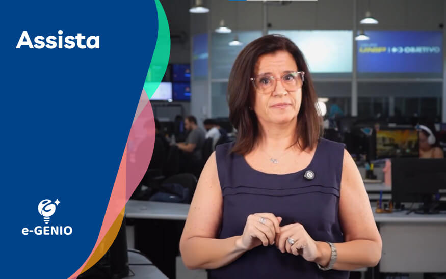 Professora Débora apresentando o e-GENIO - Clique para assistir ao vídeo