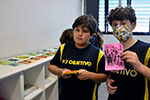 OBJETIVO ON: alunos nos preparativos para a mostra de trabalhos interdisciplinares                  